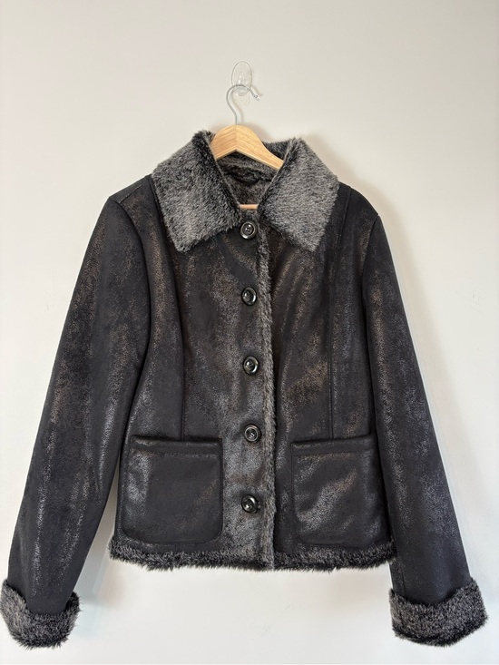 Jackets & Blazers - Scull Faux Shearling Jacket Women’s XL Charcoal Gray Fur Trim Coat